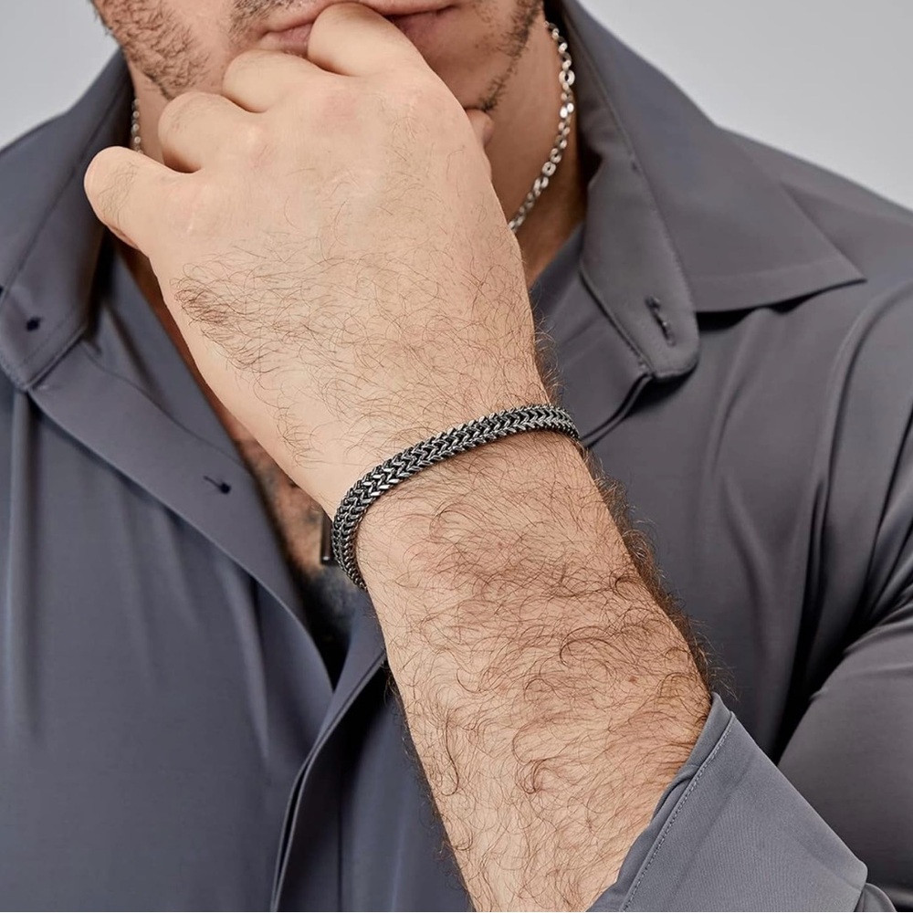 Bracelets for Men-Stainless Steel Magnetic Clasp Franco Chain Mens Bracelet - Picture 6 of 13